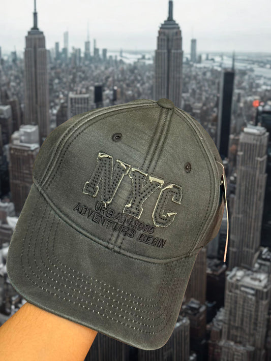 Black NY Urban Adventures Embroidered Baseball Cap