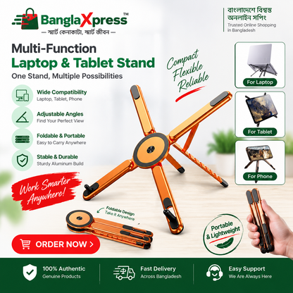 Multi-Function Foldable Laptop & Tablet Stand – Portable Adjustable Desk Stand