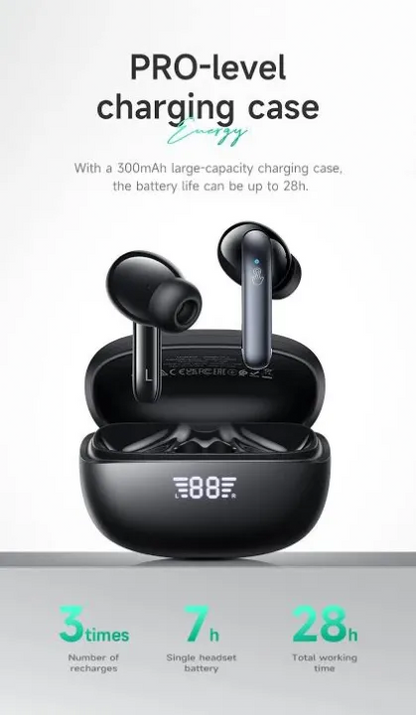 Hoco EQ5 Energy Dual Mic ANC+ENC Bluetooth 5.3 True Wireless Earphone TWS Earbuds - Black