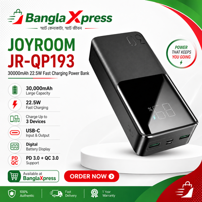 Joyroom JR-QP193 30000mAh 22.5W Fast Charging Power Bank