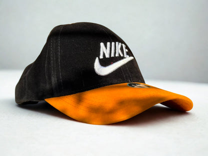 Black & Orange Sports Baseball Cap with Embroidered Logo