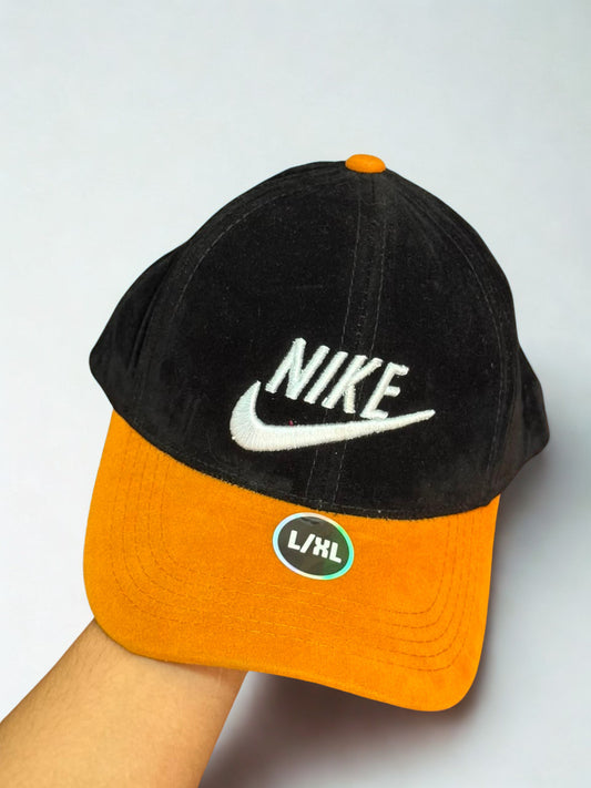 Black & Orange Sports Baseball Cap with Embroidered Logo