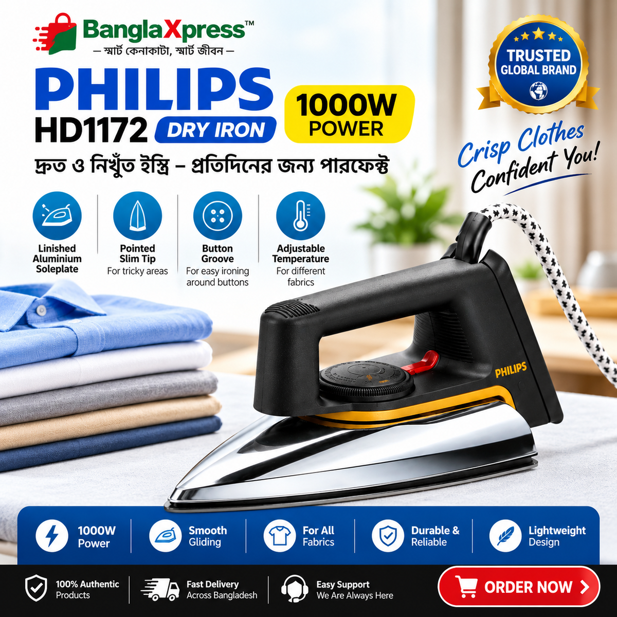 Philips HD1172 Classic Dry Iron 1000W